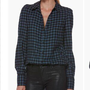 Paige Enid Check Shirt, Blue/Black, M